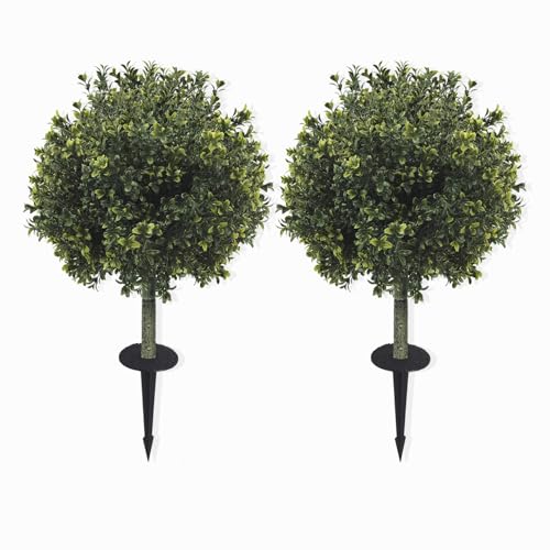 2-Pack 29" UV-Resistant Boxwood Topiary Ball Trees | Artificial Outdoor