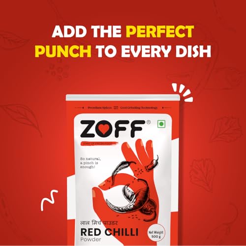 Image of Zoff Red Chilli Powder with Natural Oils | Premium-Quality, Pure & Unadulterated Lal Mirch Powder - Sourced from Hand-Picked Red Chillies | Freshness & Aroma Preserved | Mirchi Powder 500gms