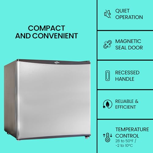 Image of Koolatron Refrigerator - Mini Fridge With Freezer For Kitchen, Bedroom, Office, Dorms, Cool Storage For Wine, Beverages, Compact Free Standing, 1.6 Cubic Feet Capacity, White