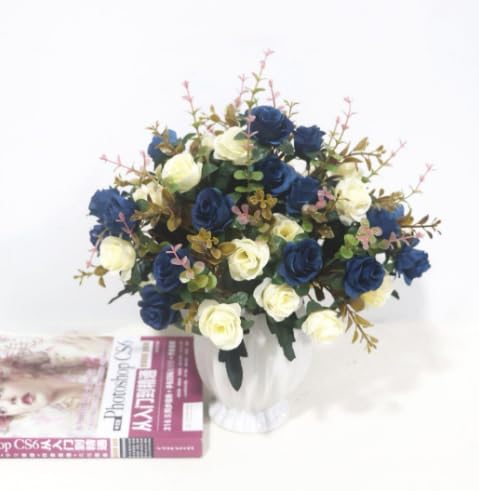 HORREX 4 Ramo de Rosas Artificiales Rosa Flores Artificiales Cementerio Ramo de Rosas Rosa de Seda Realistas Flores Secas Decoracion de Rosas Eternas para Boda Fiesta Jardín