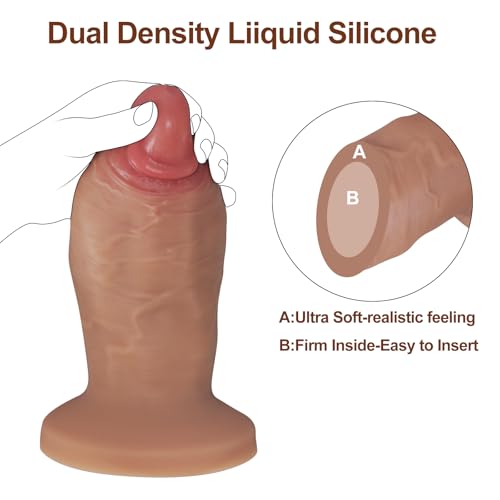 Image of Huge Thick Brown Dildo - 7.87 inch Girth BBC Dildos with Large Suction Cup, Realistic Big Dual-Density Silicone Dildos for Vagina Anal Play, Massive Adult Sex Toys & Games for Men Women Gay (Brown)