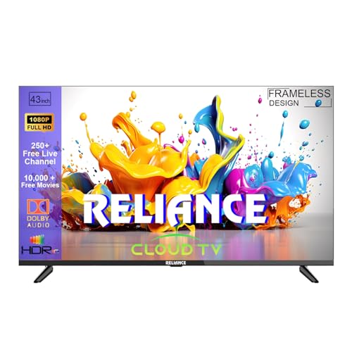 Image of Reliance 43 inch Full HD Smart Cloud LED TV | 250+ Live Channels, 10,000+ Free Movies, Mobile Remote | RW43GD4656FHD (Black)