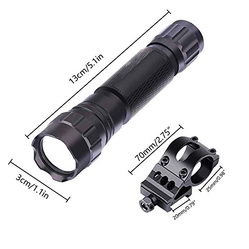 Tactical Flashlight Weapon Light 1200 Lumens with Picatinny Rail Mount, Rechargeable Battery, Pressure Switch, Hunting Camping Outdoors (MF05)