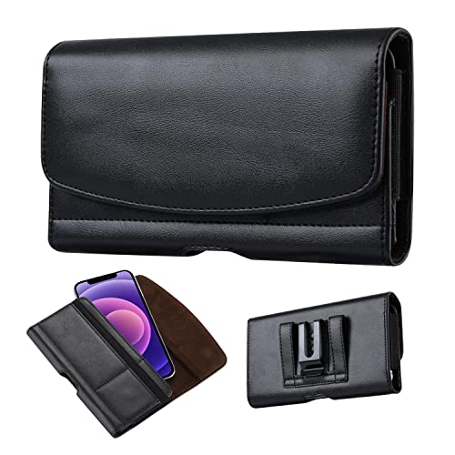 CBUS   Funda de piel para teléfono con clip para cinturón compatible con iPhone 16/15/14 Pro Max/Plus, Galaxy S24/23 Ultra, Motorola Edge, Moto G Pure, TCL (se adapta con funda Otterbox Commuter)