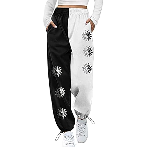Sports Trousers Women's Long Pattern Jogging Bottoms Wide Leg Cotton Training Trousers Cover