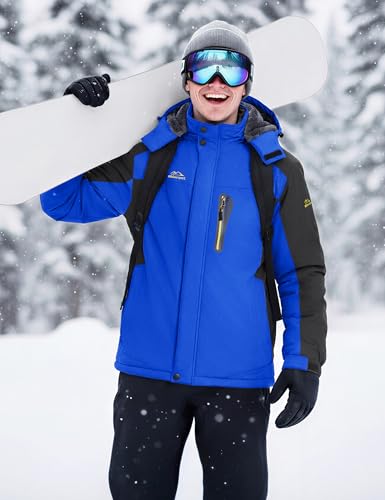 Image of MAGCOMSEN Men's Winter Jacket Ski Snow Waterproof Fleece Coats Snowboard Warm Parka Raincoats with Hood 5 Pockets