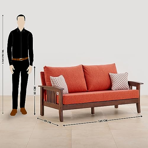 Image of Home Centre 2 Seater Abby Fabric Sofa| Fabric Sofa| (Rust Orange) |Two Year Warranty