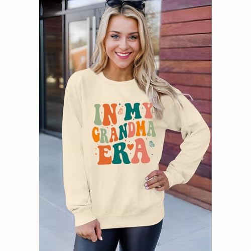 Zylkor Grandma Sweatshirts Women In My Grandma Era Shirt Blessed Grandma Tee Grandma Life Long Sleeve Pullover Tops Beige thumb #2