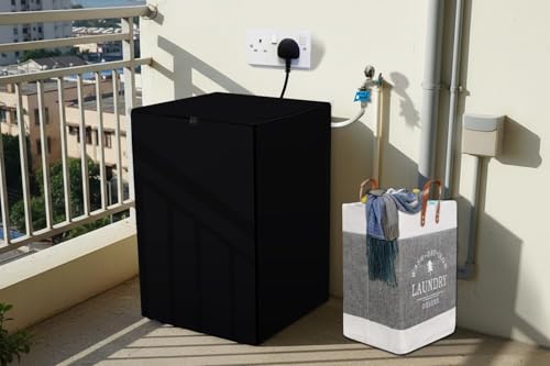 Image of Wings Star Waterproof Top Load Fully Automatic Washing Machine Cover for 8 Kg, 8.5 Kg, 9 Kg, 9.5 Kg (Black) - 63 x 63 x 93 cms