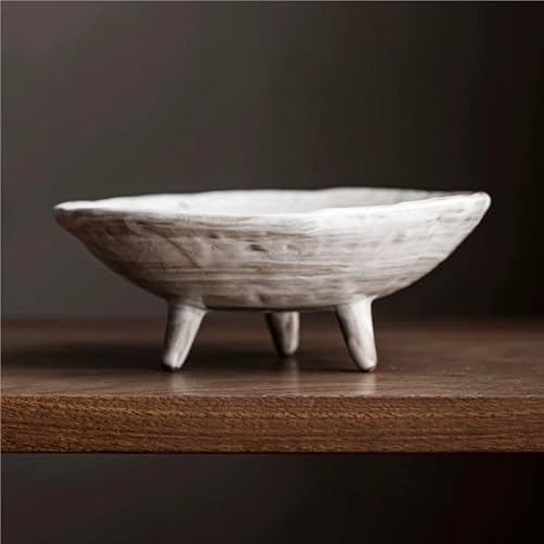 seicasaya Small Wabi-Sabi Ceramic Bowl, 6 Inch Handcrafted Tripod Design for Snacks, Sauces, Dips, Decorative Serving Bowl for Kitchen, Dining Table & Coffee Table (White)