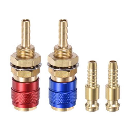 sourcing map Lot de 4 connecteurs rapides à gaz et eau pour tube de diamètre intérieur de 6 mm avec tuyau pour TIG 12 18 20 27 raccords rapides pour...