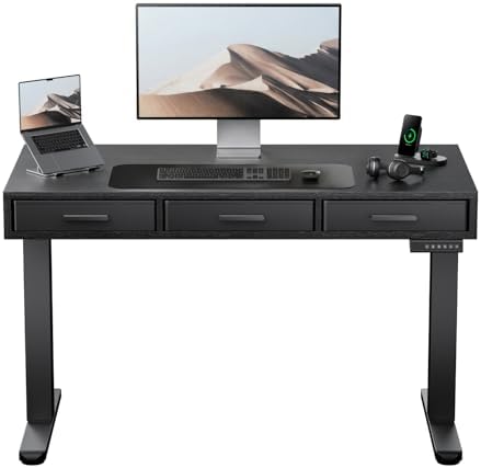 Black, 48x24 inches, 176 lbs, 3 Drawers