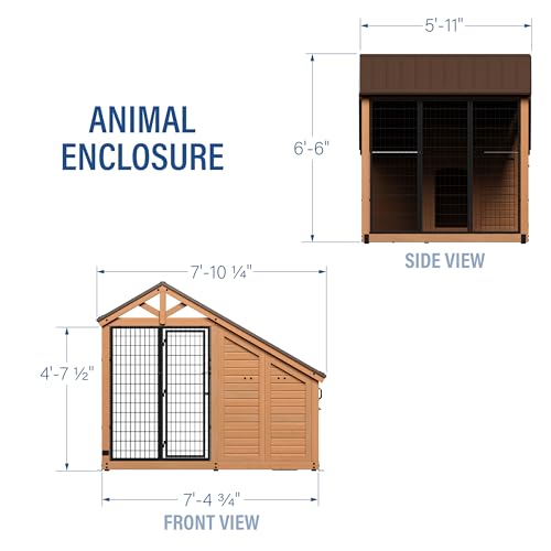 Backyard Discovery 7' x 5' Waggin' Retreat Cedar Wood Large Dog Kennel with Galvanized Steel Roof, Feeding Door, Doghouse Back Door, Water and Food Tray, Secure Lock Gate for Safe Outdoor Pet Shelter - image 2