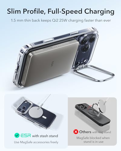 ESR for iPhone 17 Pro Max Case with Stash Stand, Camera Control Cover Compatible with MagSafe, Military-Grade Drop Protection Phone Case for iPhone 17 Pro Max, Scratch-Resistant Back Cover, Clear