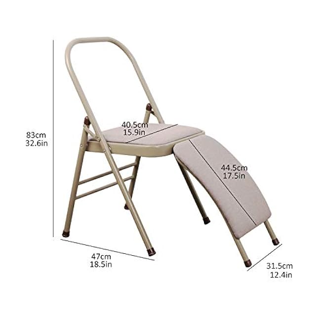 INNOLIFE Yoga Auxiliary Chair with Lumbar Back Support for Iyengar Foldable Balance Training (Grey)