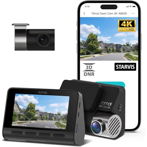 Image of 70mai A800S True 4K Dual Channel Dash Camera (2025 Version with Type-C), 4K UHD with 8MP STARVIS IMX415 Sensor, ADAS, Built-in GPS Logger, F1.8, 140 7G Lens, 3D-DNR, 5GHz WiFi, Parking Mode