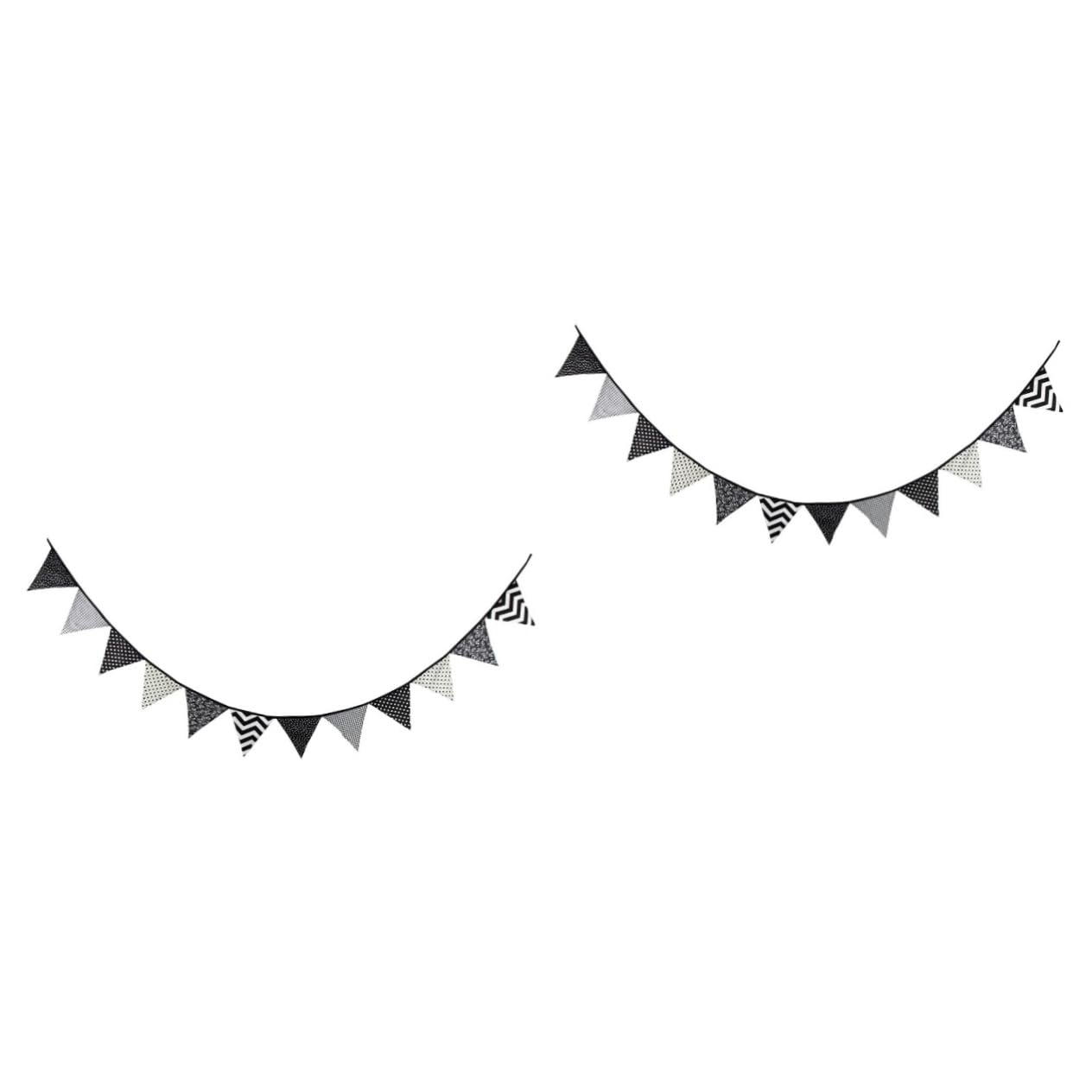 Cabilock 2 Pièces guirlande fanion triangle wedding decorations birthday decoration bannière fanion drapeau triangulaire guirlande de fanions en tissu de coton banderole banderole bruant