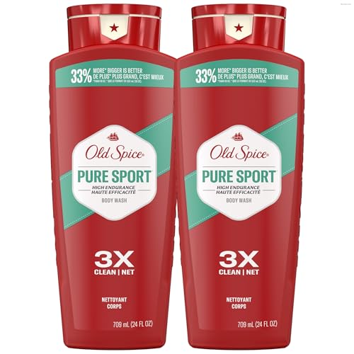Old Spice Refreshing Body Wash for Men, High Endurance, 3X Defense, 24-7 Shower Fresh with Long Lasting Scent, Pure Sport Scent, 24 oz (Pack of 2)
