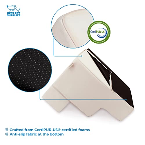 Image of Foldable Pet Steps /Stairs with CertiPUR-US Certified Foam by Best Pet Supplies - Ivory, 3-Steps (H: 16.5 inch)