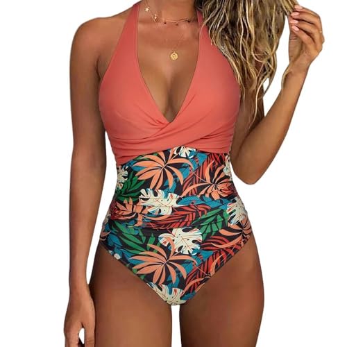 Maillot de bain monokini 1 pièce imprimé dos nu et drapé pour femme