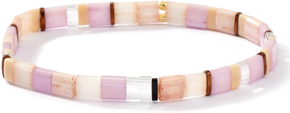 Boho 3Pcs Tila Flat Seed Beads Stack Bracelets Set for Women, Romantic Handmade Cute Gold Plated Paperclip Link Colorful Glass Ball Stretch Accessories Jewelry, Party Friendship Gift - Image 5