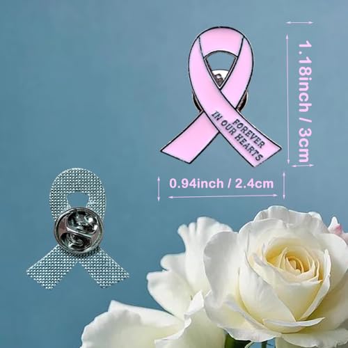 Image of 20 Pcs Funeral Ribbon Awareness Pins Memorial Lapel Brooches Forever In Our Hearts For Mourning Event