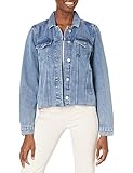 PAIGE womens Rowan With Raw Hem Softest Light Weight Relaxed Fit in Peral Blue denim jacket, Peral Blue, Medium US