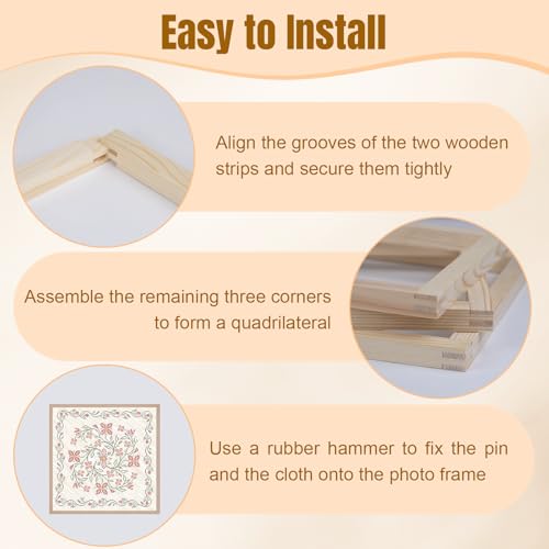 Image of WodGod 20 Sets Needlepoint Stretcher Bars Set for Needlework, 10 Sizes Wooden Canvas Splicing Stretcher Bars for Needlework Embroidery Needlepoint Framing Kits & Crafts