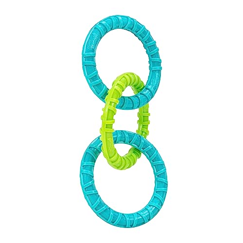 JAZ PET TOYS Wham-O Pets Chewla-Hoop Chain Tug - 3 Ring, Tug-of-War Dog Toy, blue/green