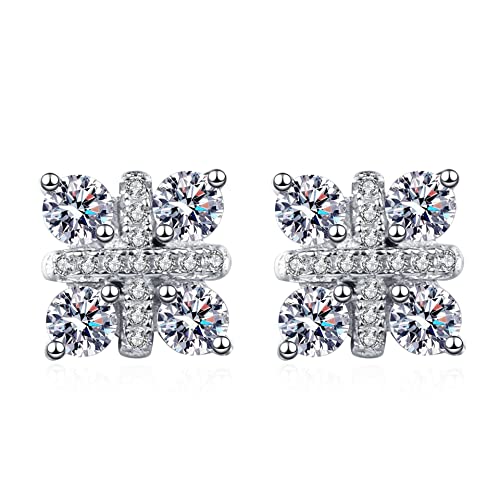 Boucles d'oreilles moissanite argent S925 puces d'oreilles mixtes