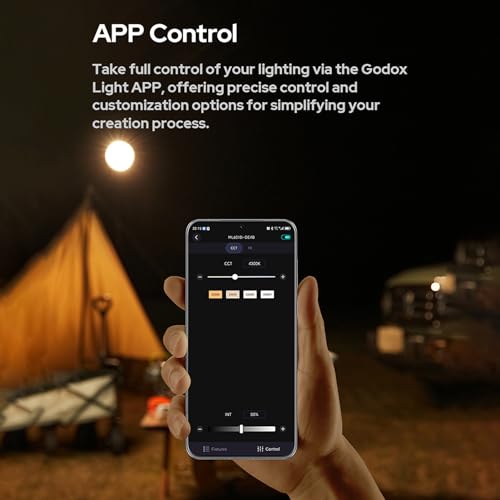 Image of GODOX ML60II Bi Kit 70W Video Light Kit Bi-Color Photography Light 2800K-6500K Dimmable CRI≥96 with 2.4G Wireless System Support BT Connection with Battery Handle Standar Reflector Bracket