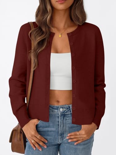 Image of Trendy Queen Lightweight Cardigan Sweaters for Women 2026 | Soft Knit Button-Down, Classic Fit Open-Front Layering Piece for Fall, Winter & Office Wear