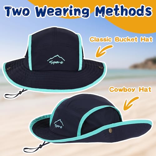 Kids Sun Hat Wide Brim Bucket Hat UPF 50+ Fishing Safari Hat Summer Beach Hat for Boys Girls2