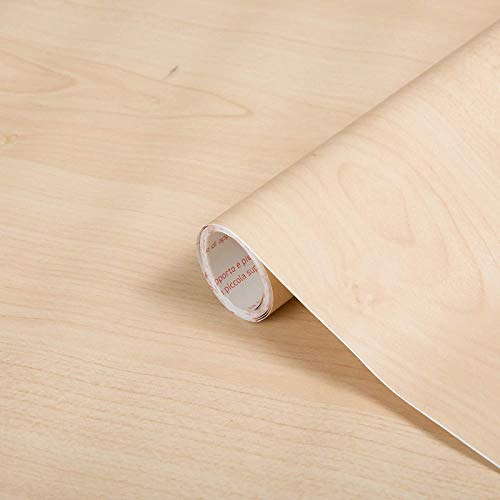 Image of HEUREKA Cream Wood Wallpaper Self Adhesive, Peel and Stick, Removable, Decorative Wall Covering for Home Decoration - 1000 x 45 cm