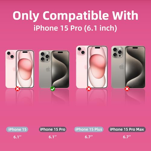K TOMOTO Magnetic Case Compatible with iPhone 15 Pro, Hot Pink - image 2