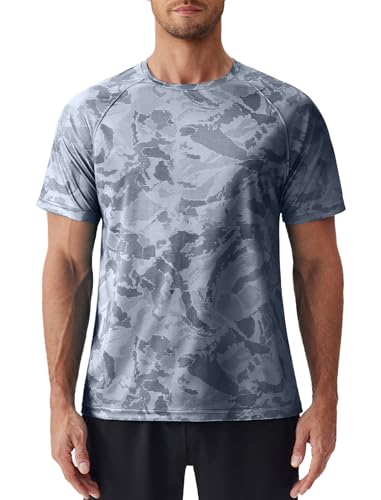 PINSPARK T-Shirt Anti-UV pour Homme, séchage Rapide, Protection Solaire UPF 50+, Manches Courtes, idéal pour Le Surf et la Course à Pied