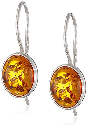 Sterling Silver Honey Amber Oval Earrings