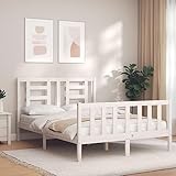  Tour de lit avec tête de lit Blanc 4FT Petit Double Bois Massif