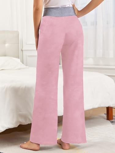Image of iChunhua Women's Comfy Stretch Floral Print Drawstring Palazzo Wide Leg Lounge Pant