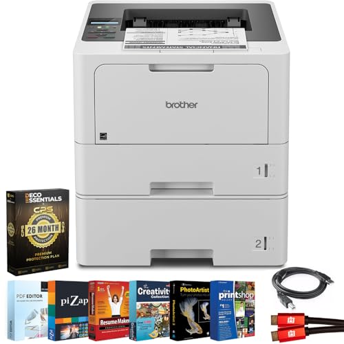 Brother HL‑L5210DWT Business Monochrome Laser Printer Bundle with 26‑Month Protection Plan,...