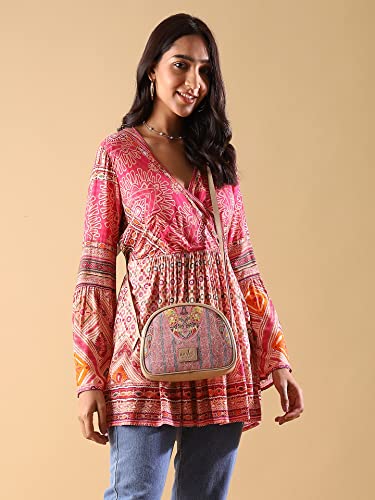 Image of Aarke Ritu Kumar Pink Printed Wrap Top