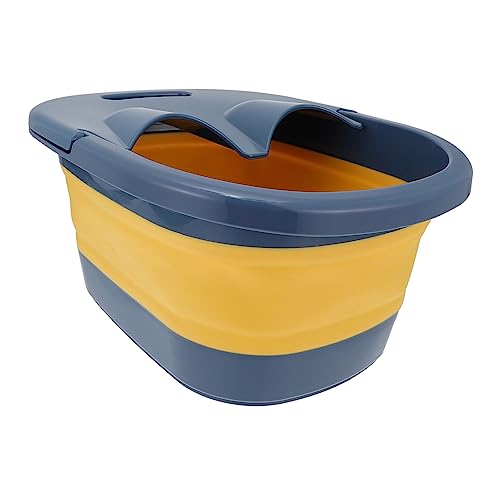 NIYANGLE 1 Pieza Baño de pies baño plegable bañera de pie plegable lavabo para pies bañera con pies abatibles Portátil cuenca de pie plegable lavabo para los pies el plastico Azul