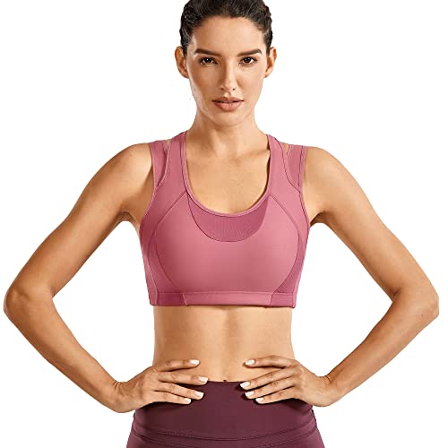 Soutien-gorge de sport sans fil rouge prune XXL à bretelles croisées
