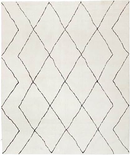 Oskui Carpets Hochwertiger Berber-Teppich ZUBERI: Ivory Elphenbein mit dunklen Raute-Motiven, ohne...