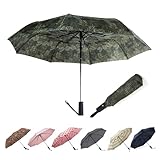 Nollia Windproof Automatic Travel Umbrella, Compact Portable with Reinforced Ribs for Sun & Rain-Green Leaf