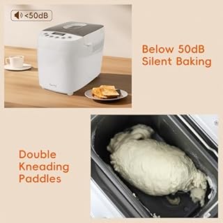Davivy Bread Maker Machine with Silicone Baking Gloves, Double Kneading Paddles, 15-in-1, 15-Hour Delay Timer, 1-Hour Keep Warm & Nonstick Pan, 3 Loaf Sizes & 3 Crust Colors,Add Nut Signal