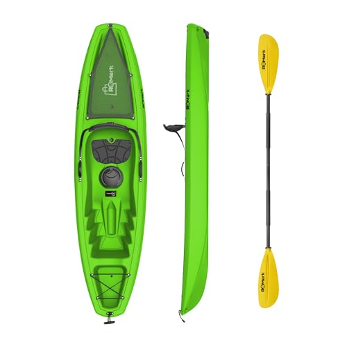 🛶 Seduta antiscivolo ROMARK Kayak - Canoa da 268 cm - 1 gavone + 1 pagaia + 1 seggiolino + 1 ruotino mare sport lago (VERDE)
