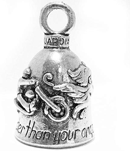 Image of Guardian Bell Guardian Angel Motorcycle Bell Bike Accessory with Black Bell Hanger - Never Ride Faster than Your Angel can Fly