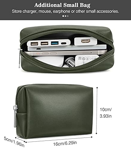 MoKo Laptop Sleeve Fits 13/13.6" MacBook Air M2/M1/ Pro M1 13.3 2022-2018, Galaxy Tab S8+ 12.4", PU Leather Notebook Computer Briefcase Carrying Bag Slim Case Pouch with Small Bag, Midnight Green