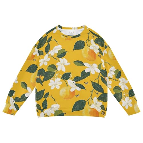 JUNZAN Sweet Yuzu Fruit Yellow Big Girls Hoodie Sweatshirt Crewneck Sweatshirts for Boys Camping 4T